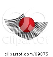 Poster, Art Print Of 3d Red Sphere On A Curved Dot Surface