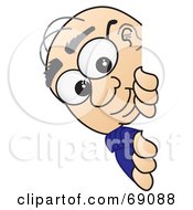 Royalty Free RF Clipart Illustration Of A Senior Man Character Looking Around A Sign by Mascot Junction