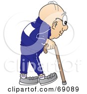 Senior Man Character Using A Cane