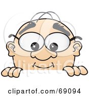 Royalty Free RF Clipart Illustration Of A Senior Man Character Looking Over A Sign by Mascot Junction