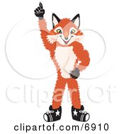Poster, Art Print Of Fox Mascot Cartoon Character Pointing Upwards