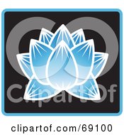 Poster, Art Print Of Beautiful Blue Lotus Flower On Black With Blue Trim
