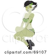 Royalty Free RF Clipart Illustration Of A Sexy Green Bride Of Frankenstein Sitting by Rosie Piter
