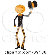 Poster, Art Print Of Pumpkin Head Man Holding Out His Hat