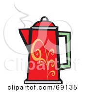 Poster, Art Print Of Red Green And Orange Coffee Percolator With Steam