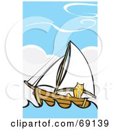 Poster, Art Print Of Cat On A Sailboat At Sea