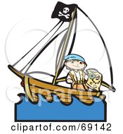 Pirate Boy With A Treasure Map On A Ship