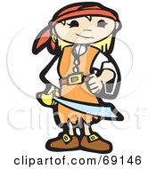 Royalty Free RF Clipart Illustration Of A Pirate Girl Holding A Sword