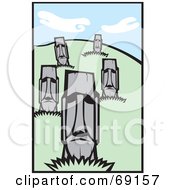 Hillside Of Moai Statues