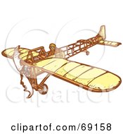 Poster, Art Print Of Pilot Flying A Simple Plane On A White Background