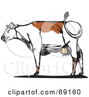 Poster, Art Print Of Brown And White Cow Whipping Its Tail