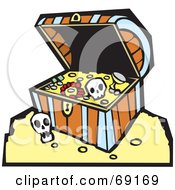 Poster, Art Print Of Open Treasure Chest With Gold And Skulls