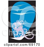 Royalty Free RF Clipart Illustration Of A Purple Octopus In Dark Ocean Waters