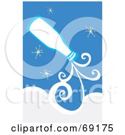 Bottle Of Milk Pouring Out Into A Blue Sky With Stars