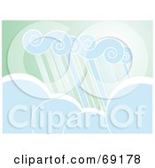 Royalty Free RF Clipart Illustration Of Rain Clouds And Showers Over Green