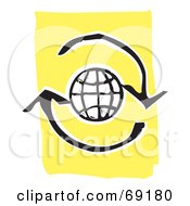Poster, Art Print Of Black And White Globe With Refresh Arrows