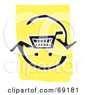Poster, Art Print Of Black And White Shopping Cart With Refresh Arrows