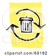 Royalty Free RF Clipart Illustration Of A Black And White Trash Can With Refresh Arrows