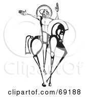 Royalty Free RF Clipart Illustration Of A Man On A Black And White Horse by xunantunich