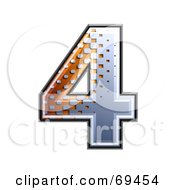 Royalty Free RF Clipart Illustration Of A Metal Symbol Number 4