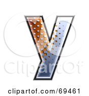 Royalty Free RF Clipart Illustration Of A Metal Symbol Lowercase Y by chrisroll