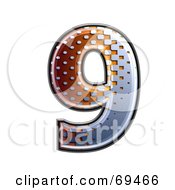 Royalty Free RF Clipart Illustration Of A Metal Symbol Number 9