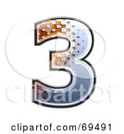 Royalty Free RF Clipart Illustration Of A Metal Symbol Number 3