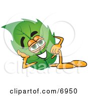 Clipart Picture Of A Leaf Mascot Cartoon Character Resting His Head On His Hand by Toons4Biz