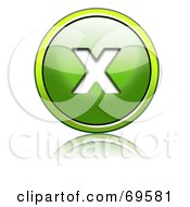 Royalty Free RF Clipart Illustration Of A Shiny 3d Green Button Lowercase X