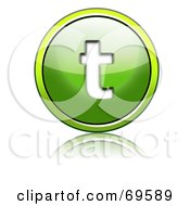 Royalty Free RF Clipart Illustration Of A Shiny 3d Green Button Lowercase T