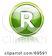 Royalty Free RF Clipart Illustration Of A Shiny 3d Green Button Capital R