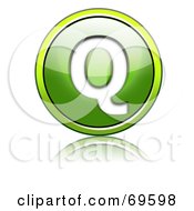 Shiny 3d Green Button Capital Q