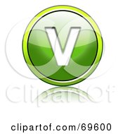 Royalty Free RF Clipart Illustration Of A Shiny 3d Green Button Capital V