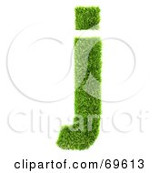 Poster, Art Print Of Grassy 3d Green Symbol Letter J