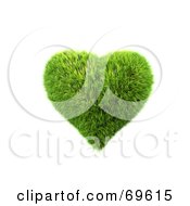 Poster, Art Print Of Grassy 3d Green Symbol Heart