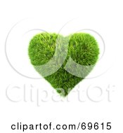 Grassy 3d Green Symbol Heart by chrisroll