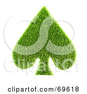 Royalty Free RF Clipart Illustration Of A Grassy 3d Green Symbol Spade