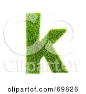 Poster, Art Print Of Grassy 3d Green Symbol Letter K