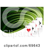 Green Flow Background With Playing Cards