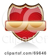Poster, Art Print Of Blank Golden Banner Over A Red Swirl Shield