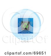 Computer Chip Over A Blue Binary Globe On White