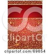 Poster, Art Print Of Sparkling Red And Gold Floral Mosaic Background With A Text Box