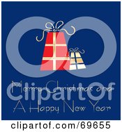 Poster, Art Print Of Blue Merry Christmas And A Happy New Year Greeting With Presents