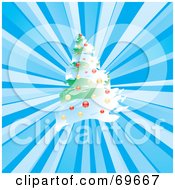 Christmas Tree On A Blue Burst Background by MilsiArt