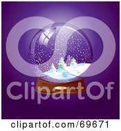 Royalty Free RF Clipart Illustration Of A Snow Globe On A Wooden Base Over Purple