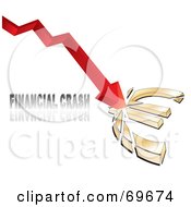 Poster, Art Print Of Red Arrow Crashing Into And Breaking A Euro Symbol With Financial Crash Text