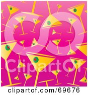 Poster, Art Print Of Background Of Martini Glasses On Pink