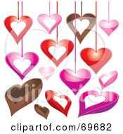 Poster, Art Print Of Digital Collage Of Hanging And Chocolate Heart Designs