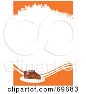 Slice Of Pumpkin Pie With Orange Bars And Leaf Shapes Around White Space
