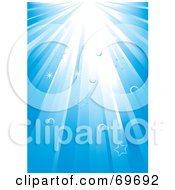 Poster, Art Print Of Background Of Light Rays Shining Down With Bubbles And Stars